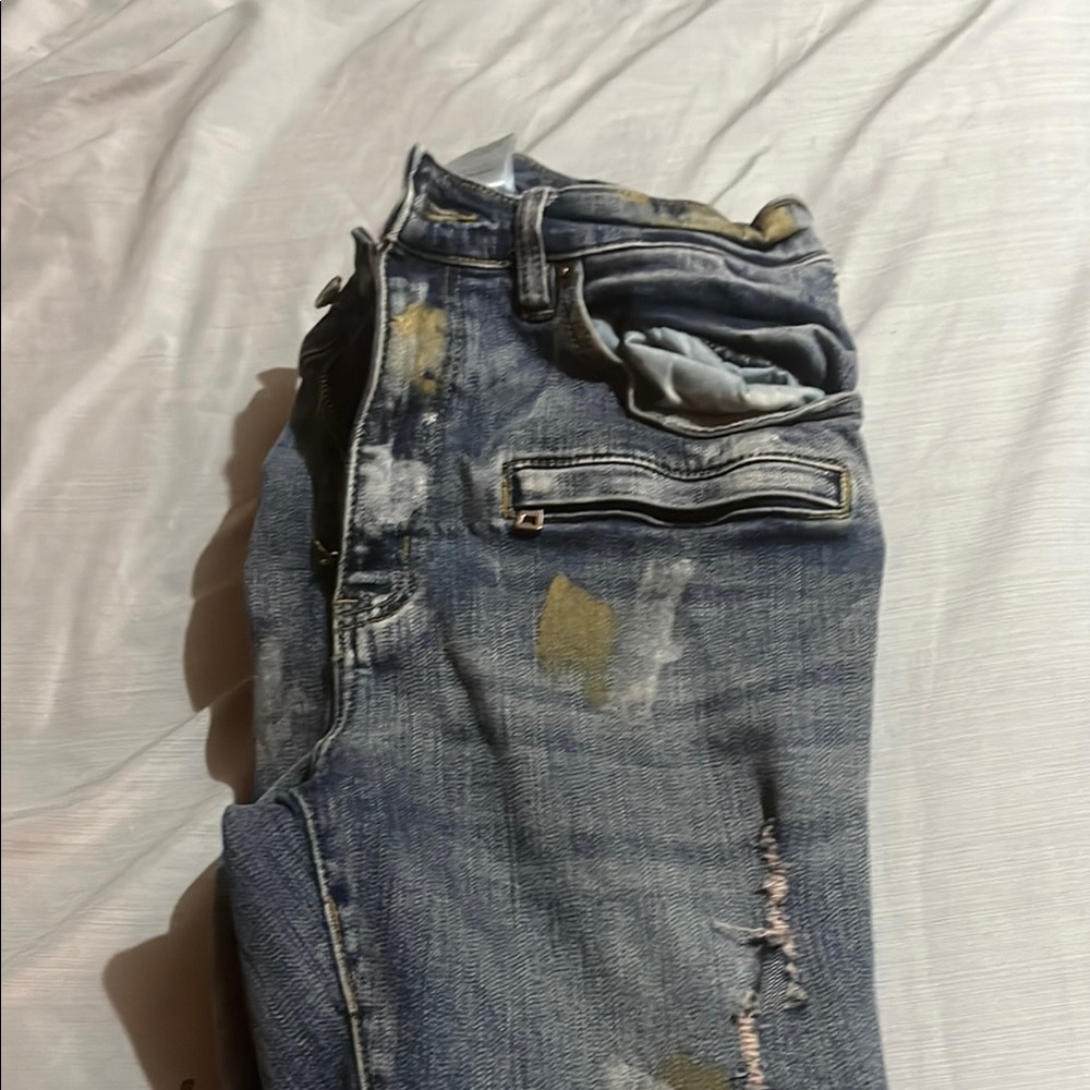 Fashion Nova Blue Relaxed Distressed Jeans